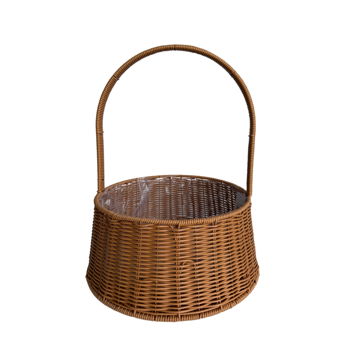 Round Rattan Flower Basket 14" (LIGHT BROWN)