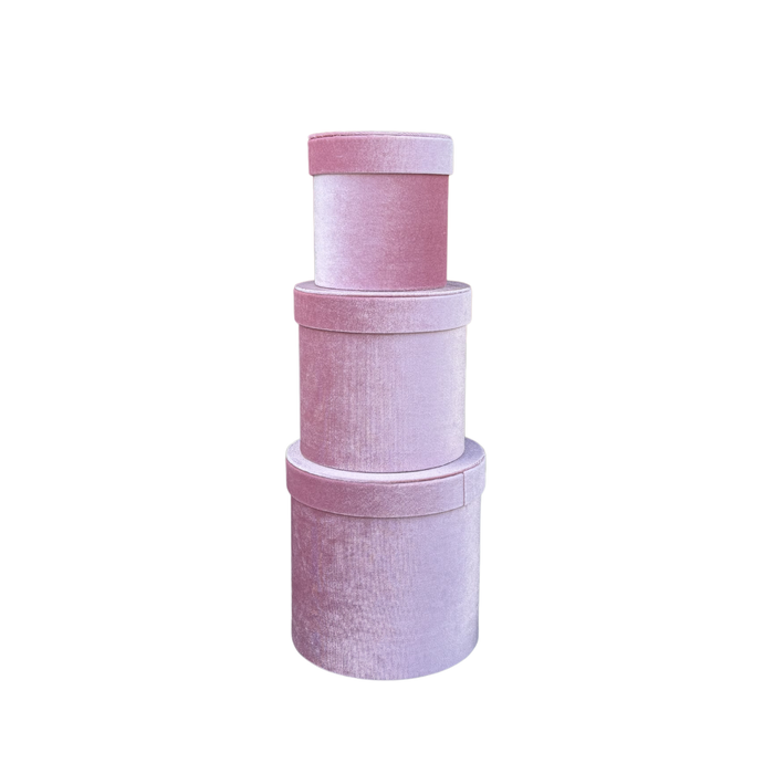 Small Velvet Floral Box - 3pc (LIGHT PINK)