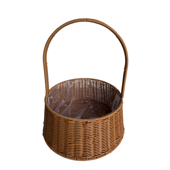 Round Rattan Flower Basket 14" (LIGHT BROWN)