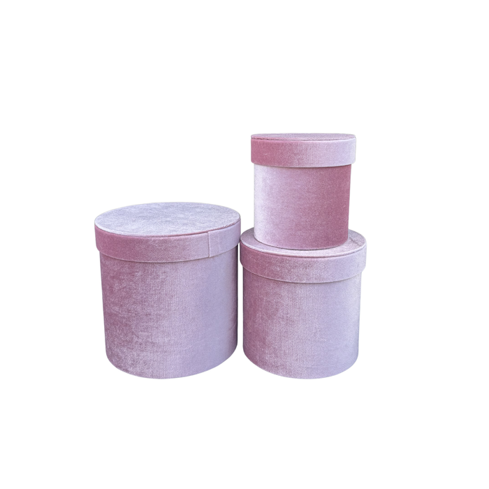 Small Velvet Floral Box - 3pc (LIGHT PINK)
