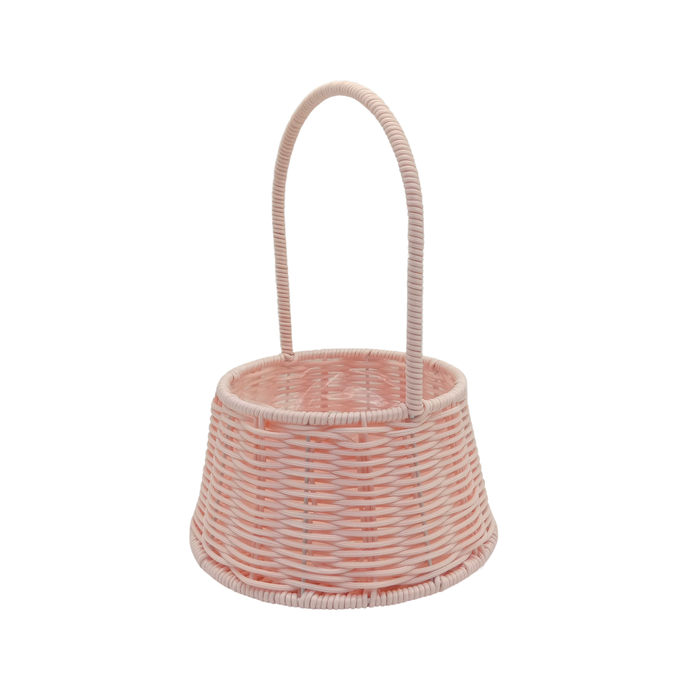 Round Rattan Flower Basket 8" (PINK)