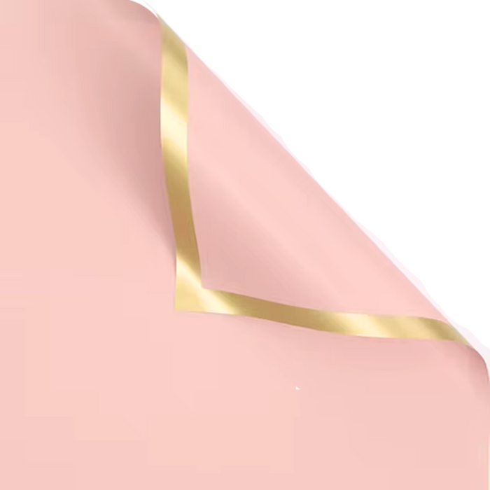Gold Line Floral Wrapping Paper (PEACH PINK)