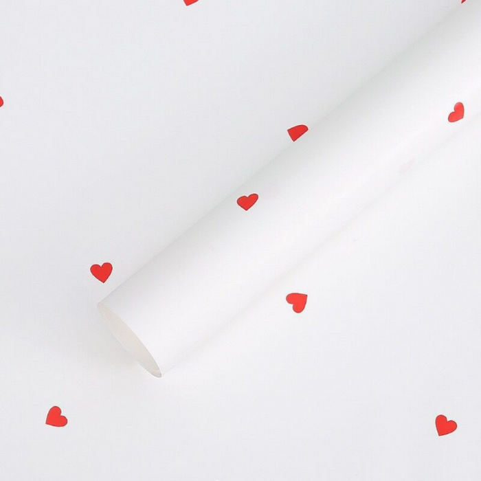Mini Hearts Floral Wrapping Paper (WHITE/RED)
