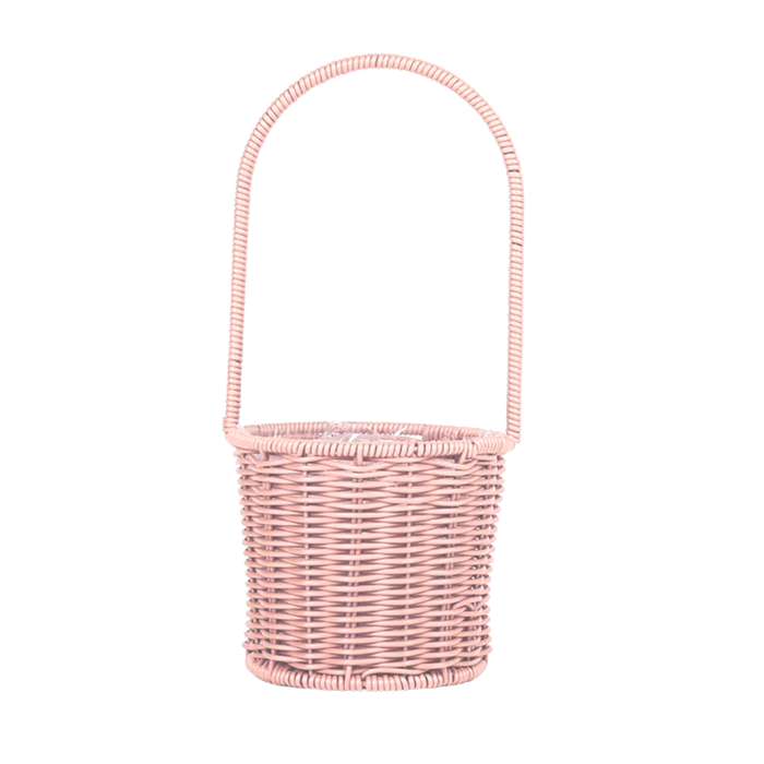 Round Rattan Flower Basket 6" (LIGHT PINK)