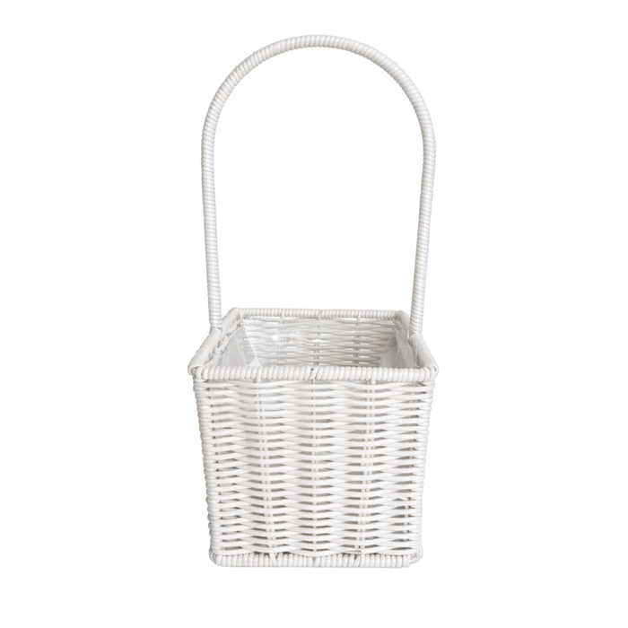 Square Rattan Flower Basket 6" (WHITE)