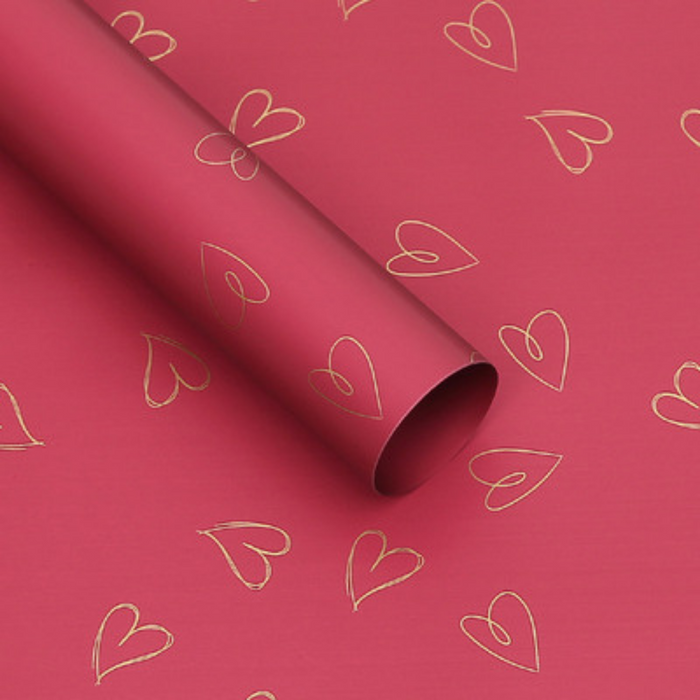 Hearts Floral Wrapping Paper (RED/GOLD)