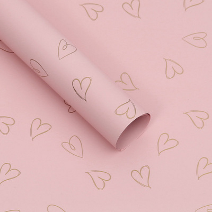 Hearts Floral Wrapping Paper (PINK/GOLD)