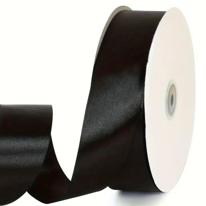 Black Single Faced Satin Ribbon - 1.5" x 100 Yards