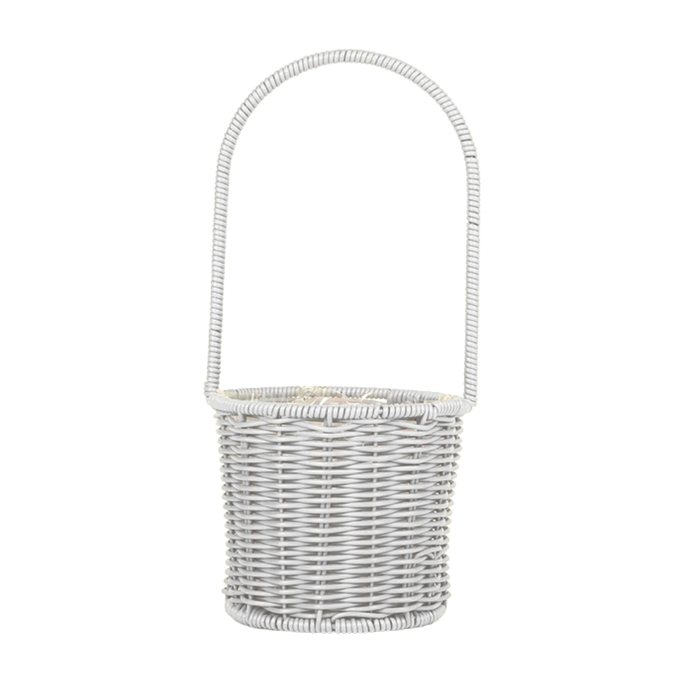 Round Rattan Flower Basket 6" (WHITE)