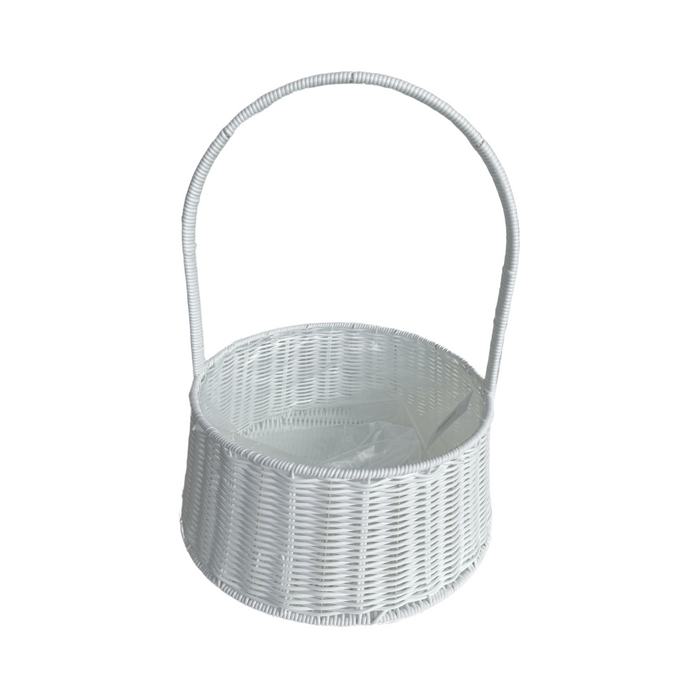 Round Rattan Flower Basket 14" (WHITE)