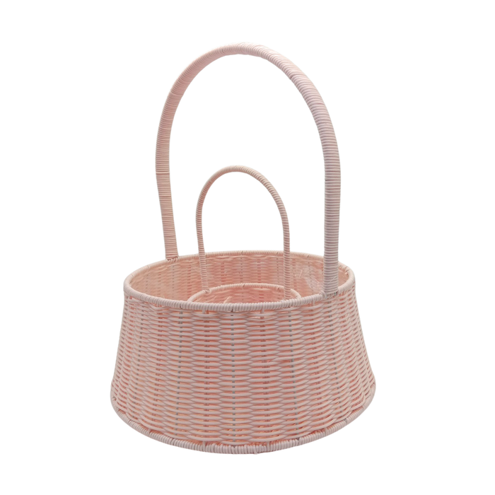 Round Rattan Flower Basket 14" (PINK)