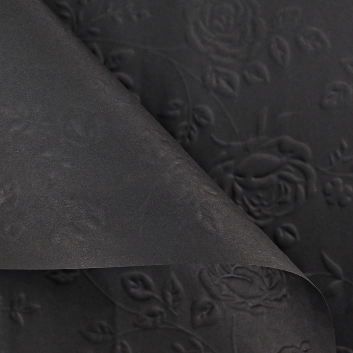 Embossed Roses Floral Wrapping Paper (BLACK)