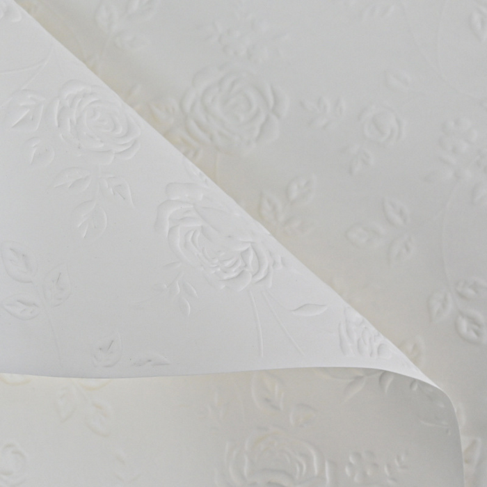Embossed Roses Floral Wrapping Paper (WHITE)