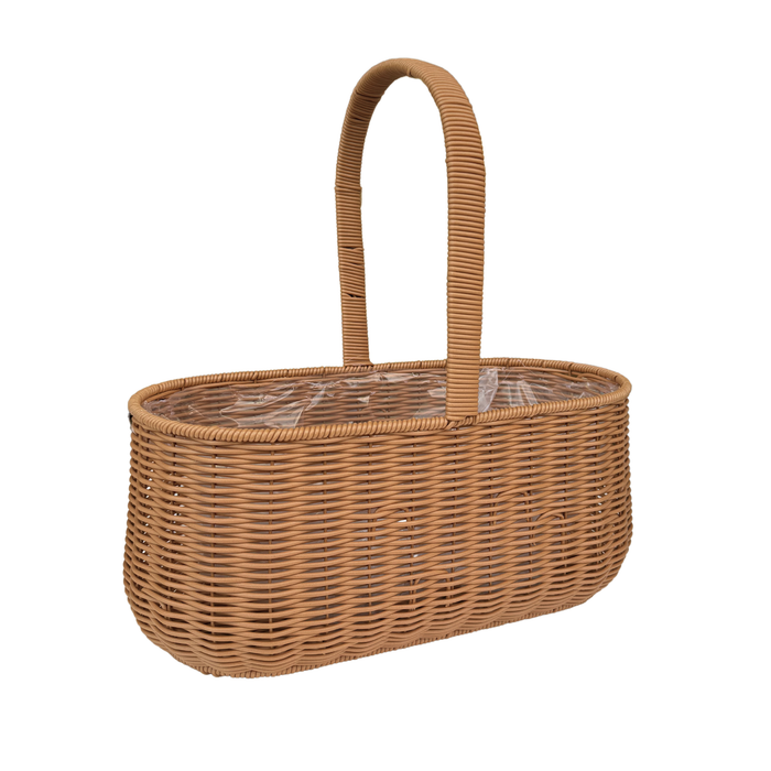 Oval Rattan Flower Basket 16" (BROWN)