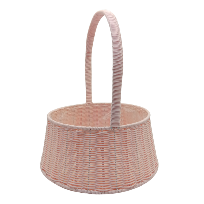 Round Rattan Flower Basket 14" (PINK)