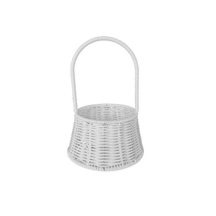 Round Rattan Flower Basket 8" (WHITE)