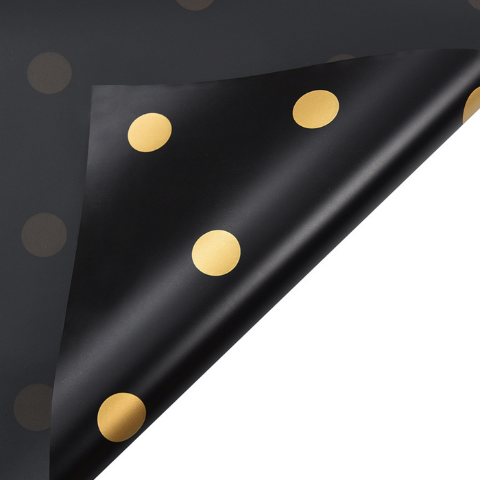 Polkadots Floral Wrapping Paper (BLACK/GOLD)