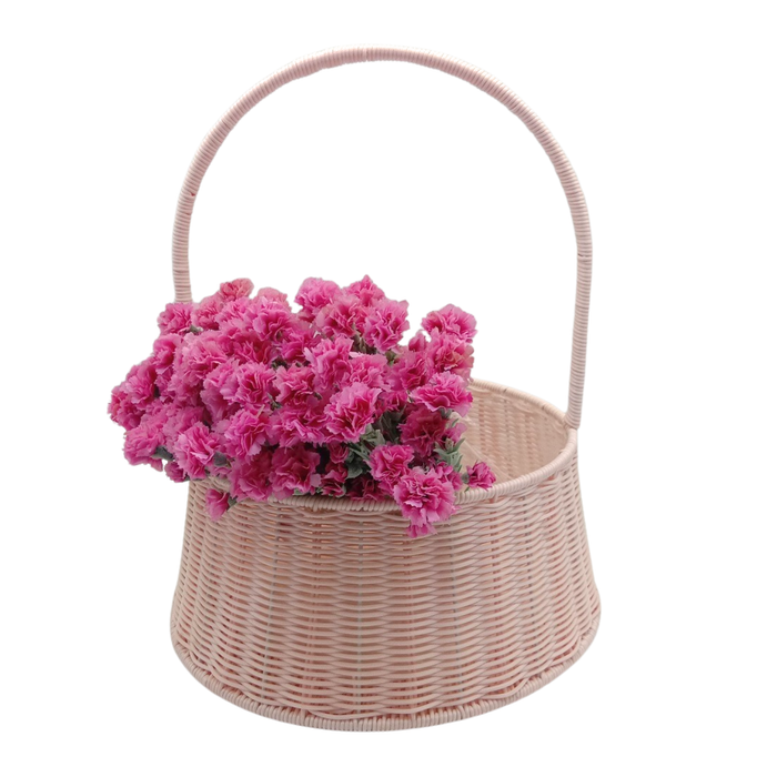 Round Rattan Flower Basket 14" (PINK)