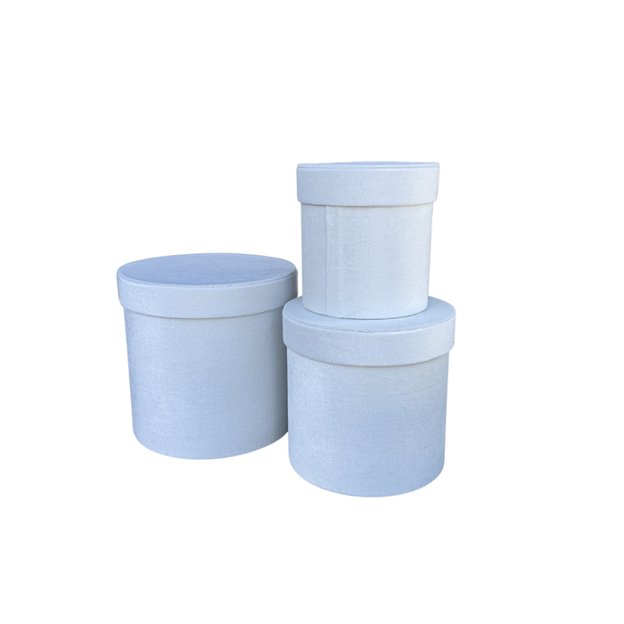 Small Velvet Floral Box - 3pc (WHITE)