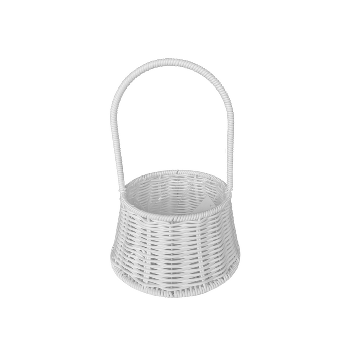 Round Rattan Flower Basket 8" (WHITE)