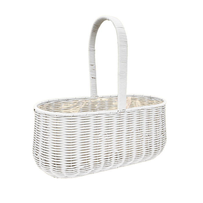 Oval Rattan Flower Basket 16" (WHITE)