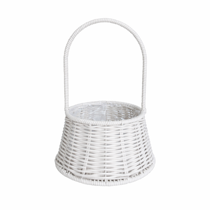 Round Rattan Flower Basket 8" (WHITE)
