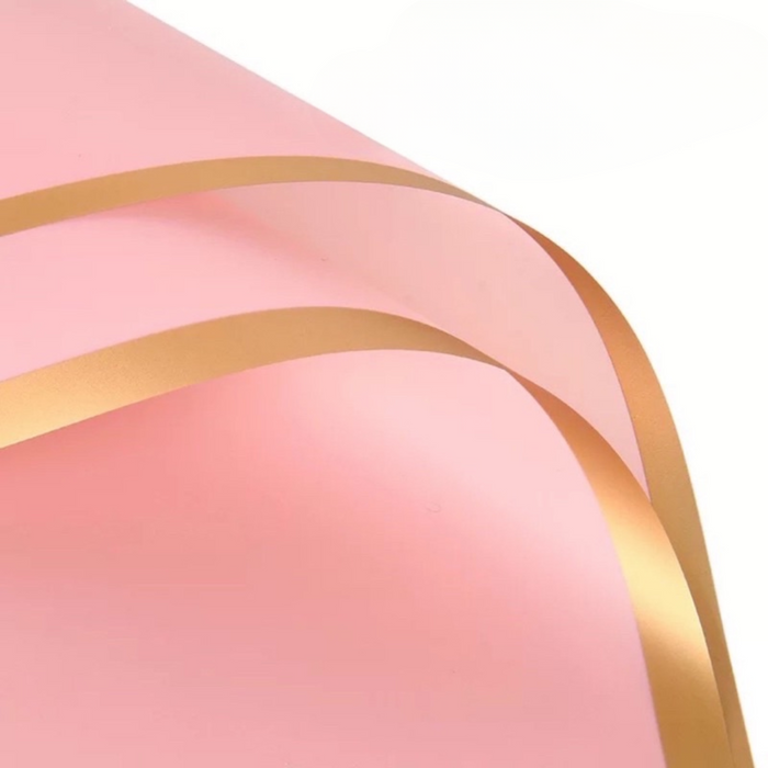 Gold Line Floral Wrapping Paper (MAUVE PINK)