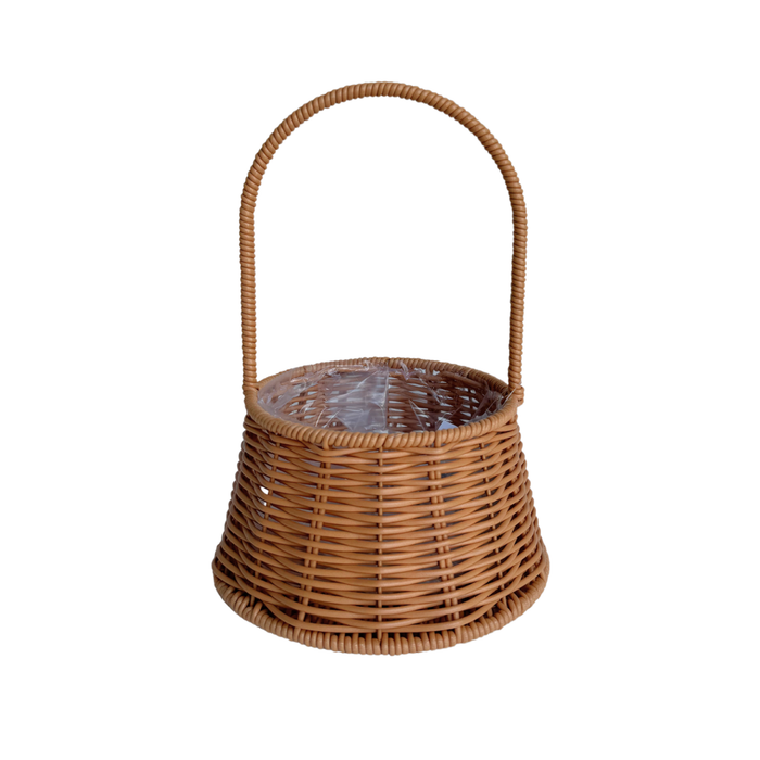 Round Rattan Flower Basket 8" (DARK BROWN)