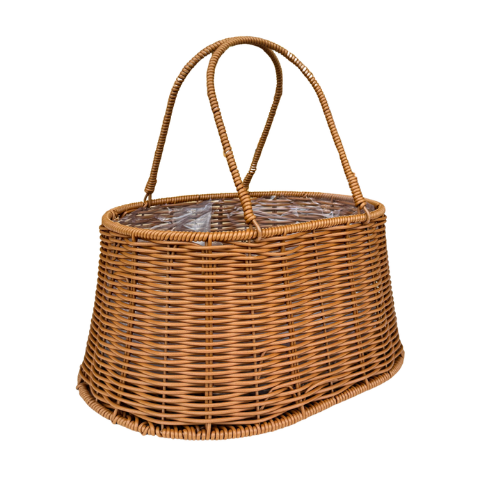 Rattan Flower Bag Basket 13" (DARK BROWN)