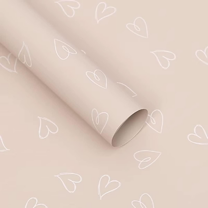 Hearts Floral Wrapping Paper (BEIGE/WHITE)