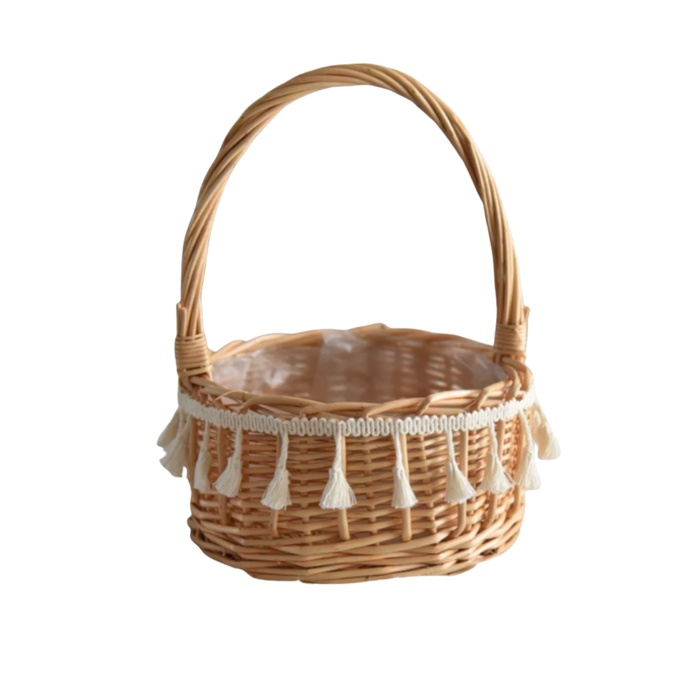 Fringed Rattan Basket - 2pc (BROWN)