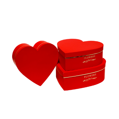 W6634 PVC Clear Lid Red Heart Shape Flower Box Set of 3