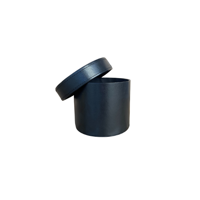 Small Round Leather Box (BLACK)