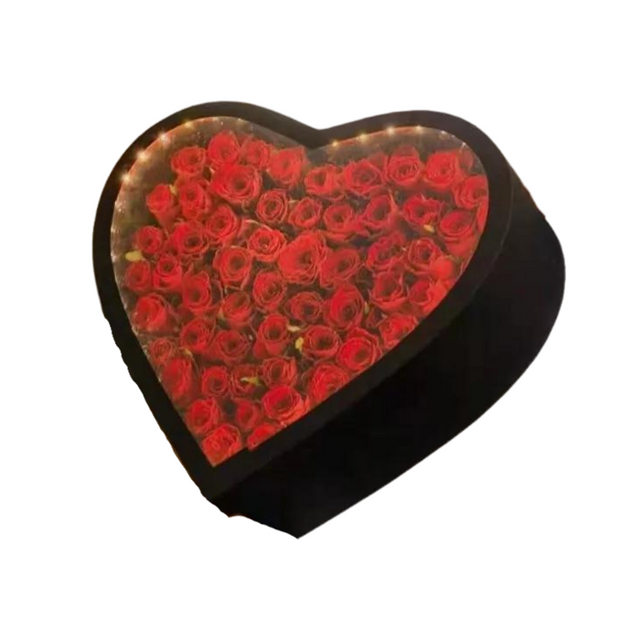 LED Lights Heart Floral Box (BLACK)