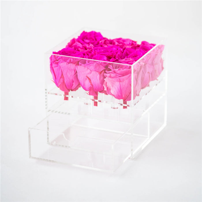 Acrylic Floral Box with Drawer (9 HOLES)