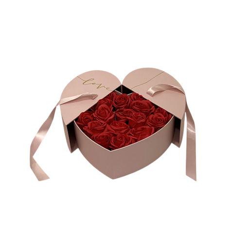 12 Deep Red Floral Heart Gift Box with Ribbon - Set of 3 - LO Florist  Supplies