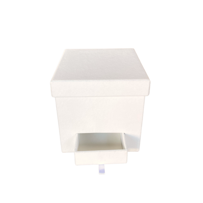 Square Velvet Drawer Box (WHITE)