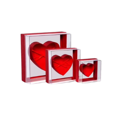 Small Square Acrylic Heart Floral Box (RED)
