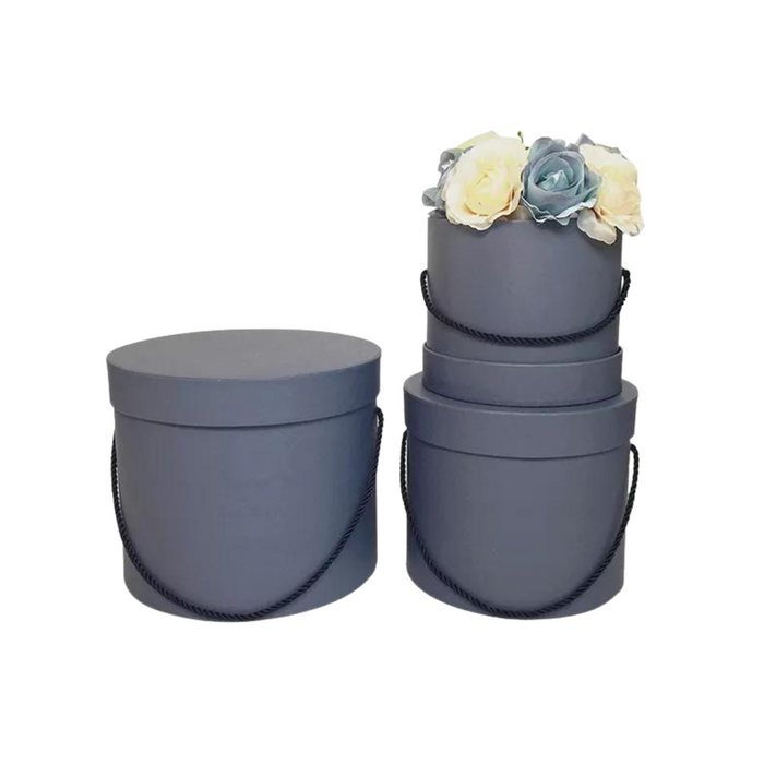 Round Threaded Floral Box (BLUE)