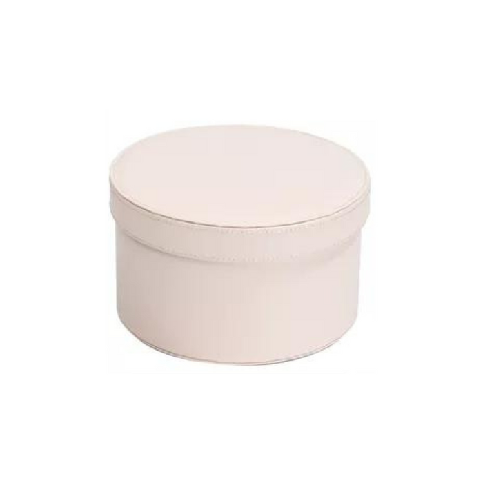 Large Round Leather Box (OFF WHITE)