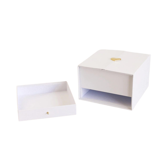 Pull-Up Heart Flower Box + Drawer (WHITE)