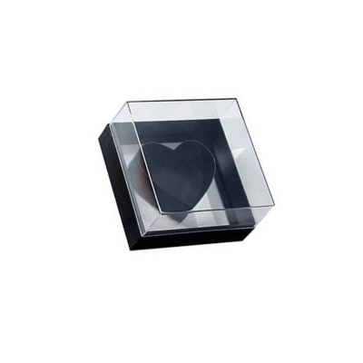 Small Square Acrylic Heart Floral Box (BLACK)