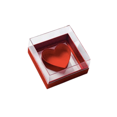 Small Square Acrylic Heart Floral Box (RED)