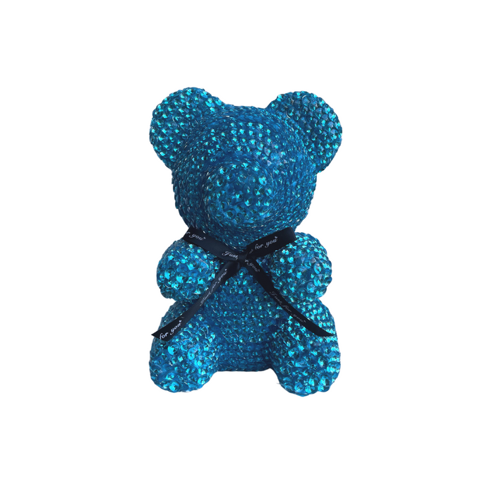 Teal top rose bear