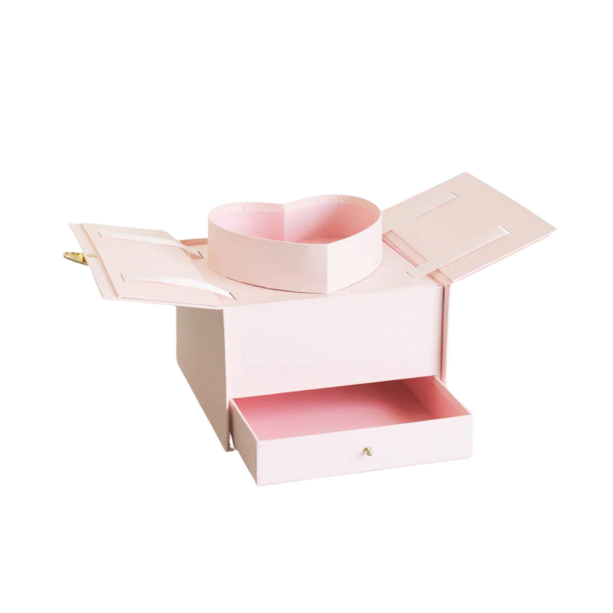 Katie VIRGIN UP drawers ピンクフラワー Pull-Up Heart Flower Box + Drawer (PINK) — Plenty Flowers