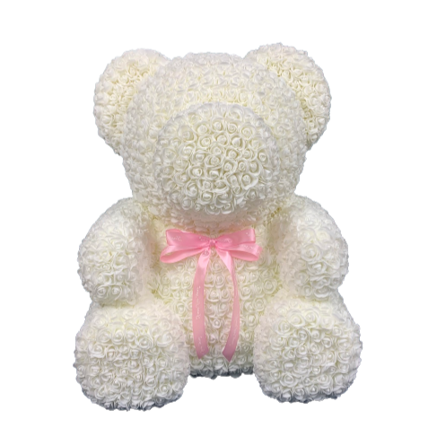 White Foam Rose Bear 70 cm