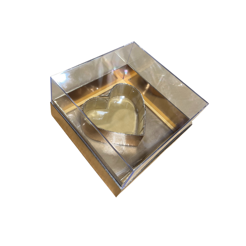 Small Square Acrylic Heart Box (GOLD)