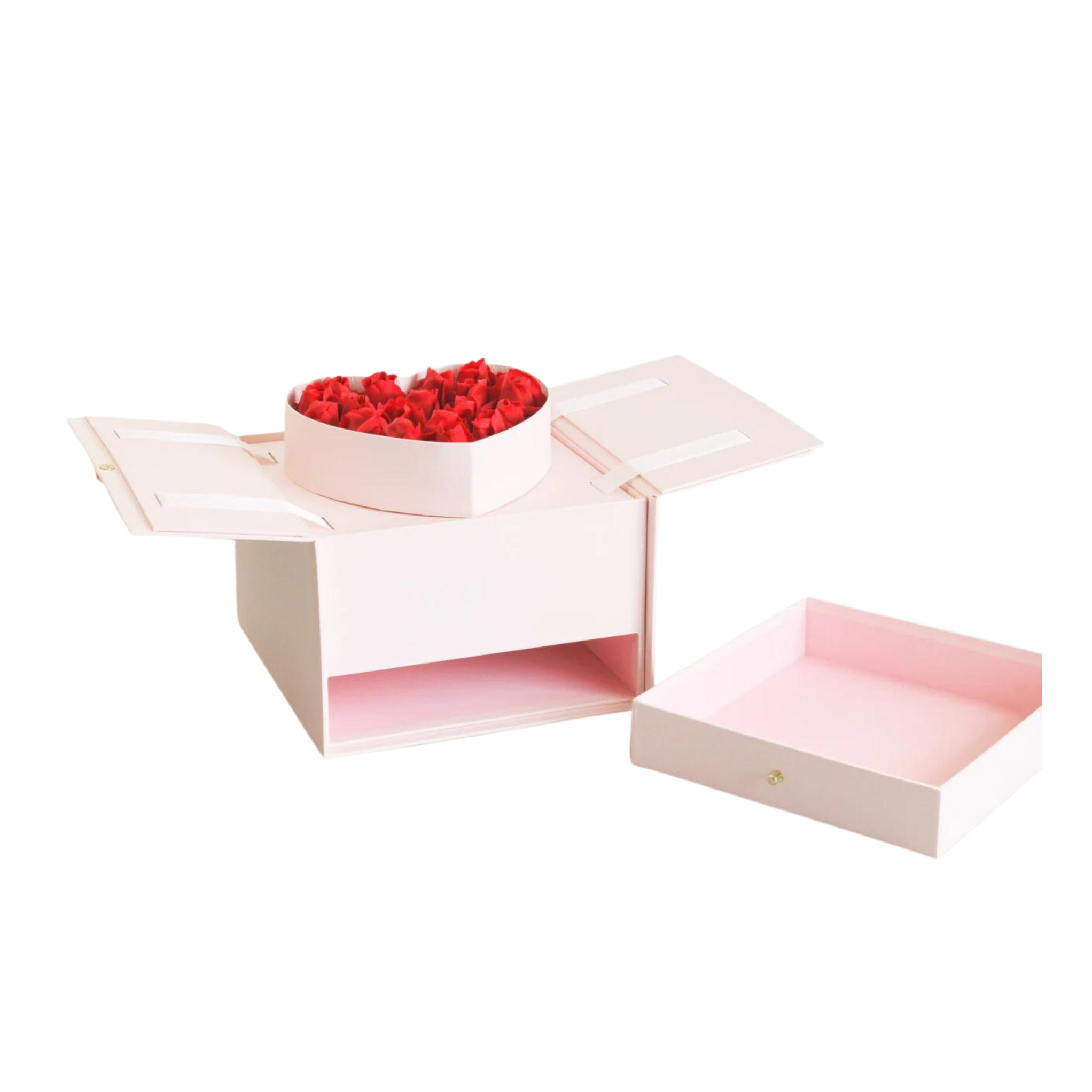 Pull-Up Heart Flower Box + Drawer (PINK) — Plenty Flowers