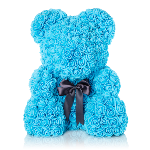 Blue Foam Rose Bear 40 cm