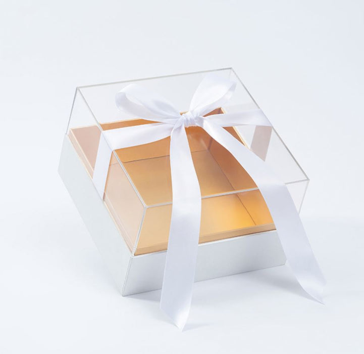 Square Acrylic Floral Box (WHITE)